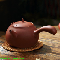 【百貨屋二號】紫砂壺 潮州朱泥陶壺 粗陶煮茶壺燒水壺 紫砂電陶爐側把壺手工薄胚砂銚壺-有意請咨詢