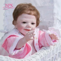 NPK 55CM Full Body Silikon Bebe Boneka Reborn Bayi April Terjaga Lembut Sentuhan Nyata Mandi Mainan Koleksi Seni Boneka kualitas Tinggi