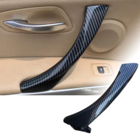 LHD Carbon Fiber Interior Door Armrest Pull Handle Door Handle Covers For -BMW 3 Series E90 E91 2005-2012
