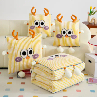New Thickened Milk Velvet Sofa Thickened Pillow Cute Cartoon Car Seat Cushion Pillow Nap Blanket moh