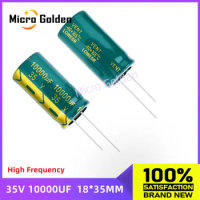 2pcs/lot 35V 10000UF 18*35MM High Frequency Low Impedance 10000uf 35v 35V10000UF 20% Aluminum Electrolytic Capacitor Green-gold