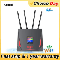 KuWfi 4G CPE Wireless Router 150Mbps LTE Router 3G 4G SIM Wifi Router with RJ45 WAN LAN Port High Speed External Antenna 10 User