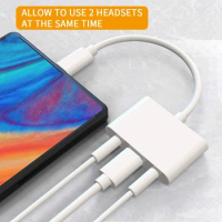 USB C 3.5mm Headphone Jack Adapter, Dual Earphone Digital Smart DAC Audio and Type C Charger Cable Connector Compatible for iPad