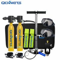 QDWET portable mini scuba diving tank equipment, diving tank, can work for 5-10 minutes, capacity 0.5 liters, refillable design