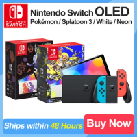 Nintendo Switch OLED Game Console White Neon Splatoon 3 Pokemon Scarlet Violet Set 7 Inch Touch Screen and 3 Game Modes Famicom