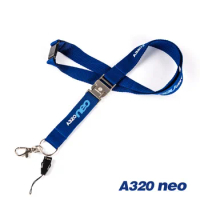 Airbus A320neo Lanyard with Metal Buckle Blue Ribbon Rope Sling for ID Case Holder for Pilot Aviation Lover Airman Flight Crew