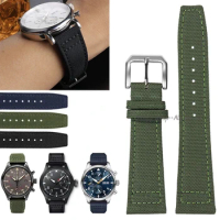 Nylon Canvas Watchband for IWC PILOT Portugal Portugieser IW3777 Fabric Watch Strap 20mm 21mm 22mm Bracelet Cowhide Wrist Belt