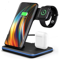 Wireless Charger Stand 3 in 1 15W Fast Charging Dock Station for AppleWatch iWatch 6 5 4 AirPods Pro iPhone 12 11 XS X Samsug