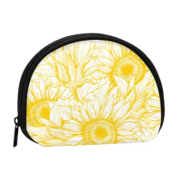 Sunflowers 3D Printing Coin Purse Ladies Shopping Portable Silver Bag Travel Mini Credit Card ID Gift