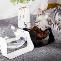 貓飯盆保護頸椎斜口貓碗單碗雙碗貓糧碗貓食盆傾斜貓咪飲水寵物碗
