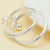 寶寶銀手鐲S999純銀嬰幼兒男女小孩足銀手環鐲子滿月周歲生日禮物