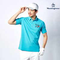 【MUNSINGWEAR 企鵝】男款彈性速乾機能主題印花短袖POLO衫-藍綠色,L