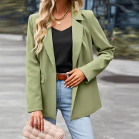 Tesco Solid Women Single Breasted Blazer Long Sleeve Loose Jacket Casual Office Lady Outerwear Fashion Female Coat blazer mujer
