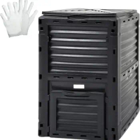 Large Outdoor Compost Bin 80 Gallon (300L) Composter Box with Snapon Top Lid and Aeration System Lightweight GardenCompostBarrel