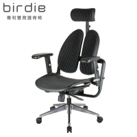 【Birdie】德國專利雙背護脊機能電腦椅/辦公椅/主管椅/電競椅(條紋網布款)