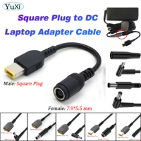 1Pcs DC Square Plug For Lenovo to Laptop Power Supply Adapter Cable Cord For Asus Hp Dell Laptop Converter 7.4x5.0 4.5x3.0 mm