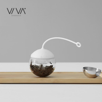 泡茶球 丹麥VIVA 分享系列白色球形玻璃過濾器濾茶器懶人茶漏泡茶器濾網【尾牙特惠】