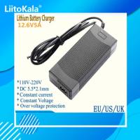 liitokala 12.6V 5A Power 12.6V Charger for CCTV Battery Pack,5A Charger for 12V Lithium Battery