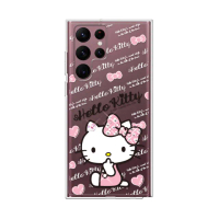【apbs】三麗鷗 Kitty Samsung Galaxy S22 Ultra / S22+ / S22 輕薄軍規防摔水晶彩鑽手機殼(凱蒂呆呆萌)