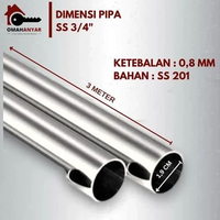 3M TANPA POTONG Pipa Aluminium Pipa Oval Pipa Stainless 3/4" & 1" FULL 3 METER SS (19mm)