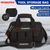 WORKPRO Beg Alat 12 Inci Kalis Air Sesuai untuk Juruelektrik dengan Tali Boleh Laras dan Poket Jarin