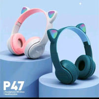 Headset handsfree led bando cat macaron bluetooth micro sd mz-p47 termurah Wireless