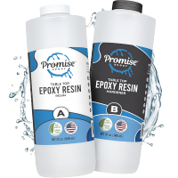 Promise Epoxy Epoxy Resin Kit 64 Oz-Crystal Clear UV Resistant Self Leveling Food Safe for Table Top