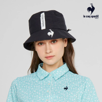 【LE COQ SPORTIF 公雞】高爾夫系列 女款黑色大LOGO防水透氣高爾夫球帽/雨帽 QLT0J170