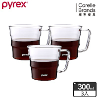 【美國康寧】Pyrex Cafe咖啡玻璃杯 300ML(三入組)