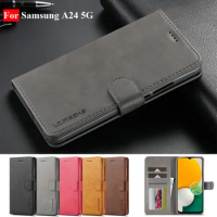 For Samsung A24 5G Case Leather Vintage Phone Case on Samsung Galaxy A24 5G Case Flip Magnetic Wallet Cover For Samsung A24 Case