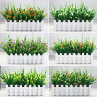 仿真塑料植物滿天星假花藝柵欄盆栽室內客廳窗臺擺設綠植套裝飾品【仿真花】【人造花】【假花】