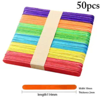 50pcs Popsicle Stick Ice Cube Maker Cream Tools Model Colorful Special-Purpose Wooden Craft Stick Lollipop Mold Accessories Tool