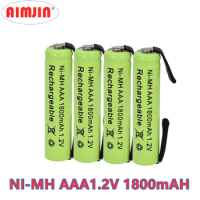 1.2V 1800mah Ni-Mh AAA Rechargeable Battery Cell, with Solder Tabs for Philips Braun Electric Shaver, Razor, Toothbrush