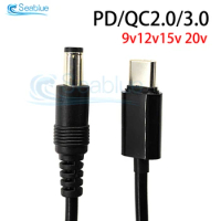PD/QC2.0/3.0 Decoy Cable TYPE-C to DC 5.5X2.5 5.5X2.1 Adapter Cable 3A 5A 9V 12V 15V 20V Laptop Cable Length 1M