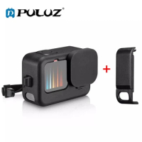 PULUZ Cage For GoPro HERO9 Black Silicone Protective Case + POM Side Interface Cover with Wrist Strap &amp; Lens Cover