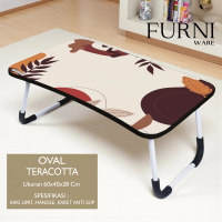 Meja Belajar Lipat Meja Belajar Portable Meja Laptop Import Tipe Oval Ukuran 60x40x28 Cm
