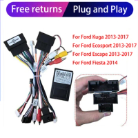 Car 16pin Wiring Harness Adapter Canbus Box Decoder Android Radio Power Cable For Ford Kuga Escape Ecosport Fiesta Ranger 2014