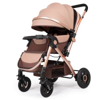 Classic stainless steel strong frame reversible handle wagon pushchair with dinner tray baby stroller pram