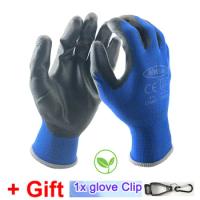 24 Pieces/12 Pairs Safety Protective Work Glove Knitted Nylon Dipped Thin PU Labor Protection Gloves EN388