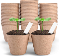 4 Inch Peat Pots 50PCS Biodegradable Plant Starting Pots Round Nursery Pot Garden Germination Nurser