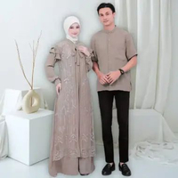 SetCouple Mayra Gamis Tille Brukat dan Koko | Setelan Couple Wanita Pria Kondangan Lebaran Mewah SET