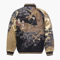 Dragon's Back High Quality Reversible Coats High Street Streetwear Yokosuka Sakura Cherry Blossoms Sukajan Souvenir Jacket