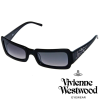 【Vivienne Westwood】英國精品時尚水鑽方框系列造型太陽眼鏡(VW59601-黑)