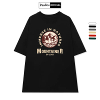 Áo Thun Nữ, Áo Phông Unisex By PEABOO Mã TN Mountainer Chất Cotton Thoáng Mát Form Rộng Tay Lỡ Cho N