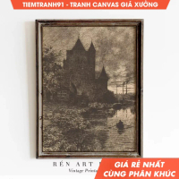 Tranh treo tường, Moody Landscape Painting Dark Academia Decor Vintage Gothic Art Moody Wall Art, tặ