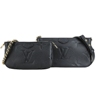 Louis Vuitton Multi Pochette Accessoires壓花牛皮混合式斜背袋(黑色)M80399