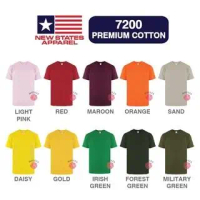 Kaos Polos NSA 7200 - New States Apparel Premium Cotton Combed 24s - WARNA (Warm)
