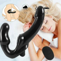 Strapless Strap-on G-spot Vibrator Double Ended Dildo Sex Lesbian Women Toys, Vibration Remote for Lesbian Anal Play Adult Toys