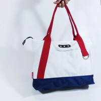 Tote Bag Kanvas Pria Wanita Premium Simple Tas Gendong Red Strip Handle Unisex Laki Laki Perempuan T