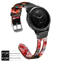 YOOSIDE for Garmin Fenix 6S Women Wristband 20mm QuickFit Flower Leather Watch Band Strap for Garmin Fenix 5S/Fenix 5S Plus